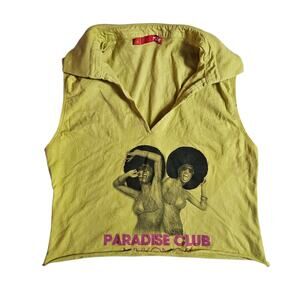 Y2k Cropped Top Euro Graphic Vintage - Size Medium